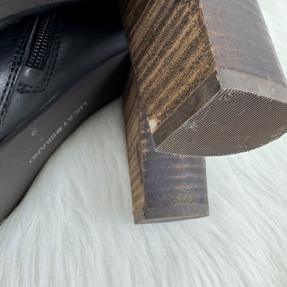 Wmns Lucky Brand Quintei Leather Zipper Western Ankle Boots Booties Sz 8.5M Blk - Picture 9 of 13